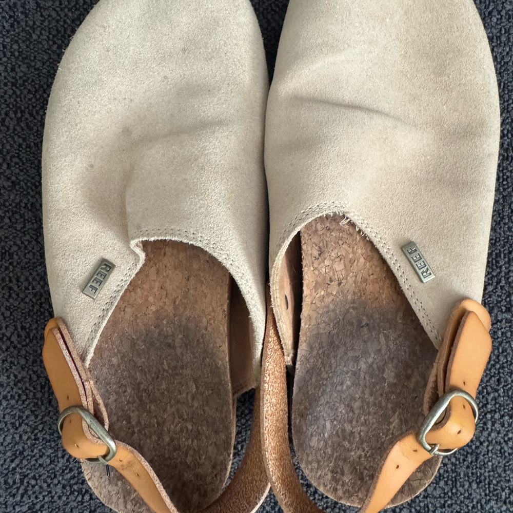 Reef Tan Suede Slip-On Clog Sandals